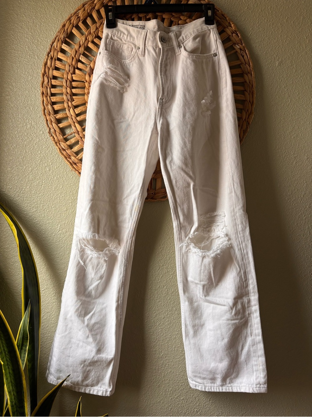 Arizona Jean Company White Distressed Bootcut Jeans